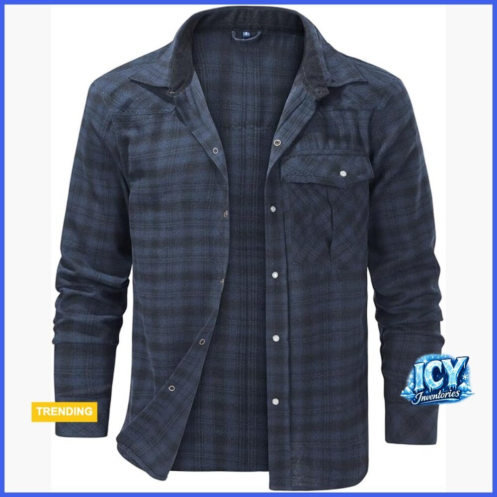 Men's Flannel Pearl Snap Button Down Shirt Cotton Polyester Regular Fit